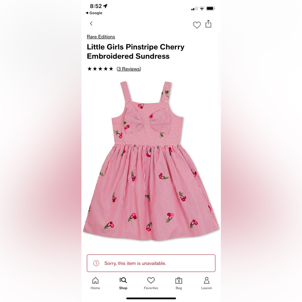 Rare Editions Cherry Dress size 5